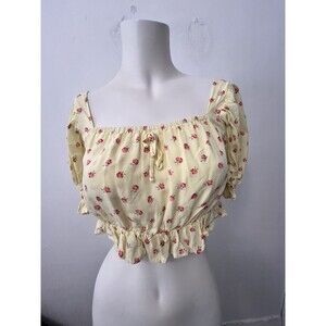 Faithfull The Brand Pampelonne yellow floral smocked crop top set W/Pants 2